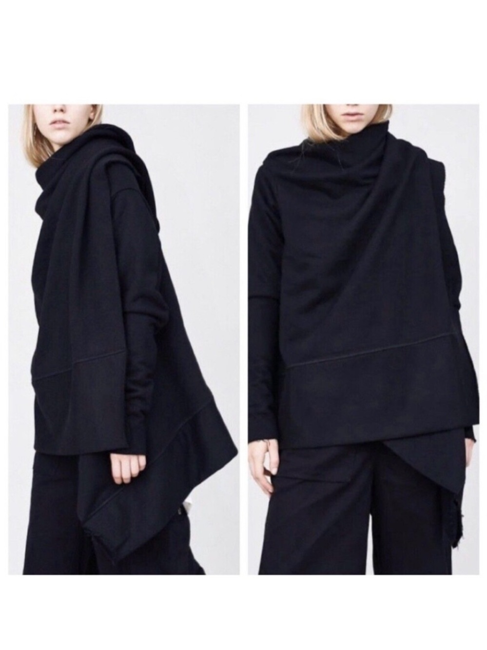 OAK NYC Open Front Wrap Draped Cardigan Heavy Sweatshirt Womens Oversized Medium